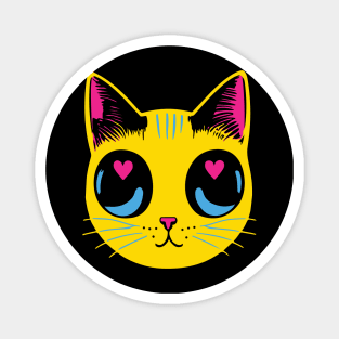 Pansexual Pride Cat - Heart Eyes T-Shirt Magnet